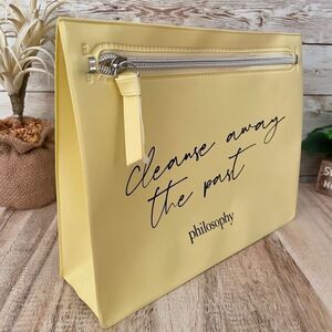 NWT Philosophy Unique Yellow Makeup Bag Cleanse away the Past Cosmetics Bag